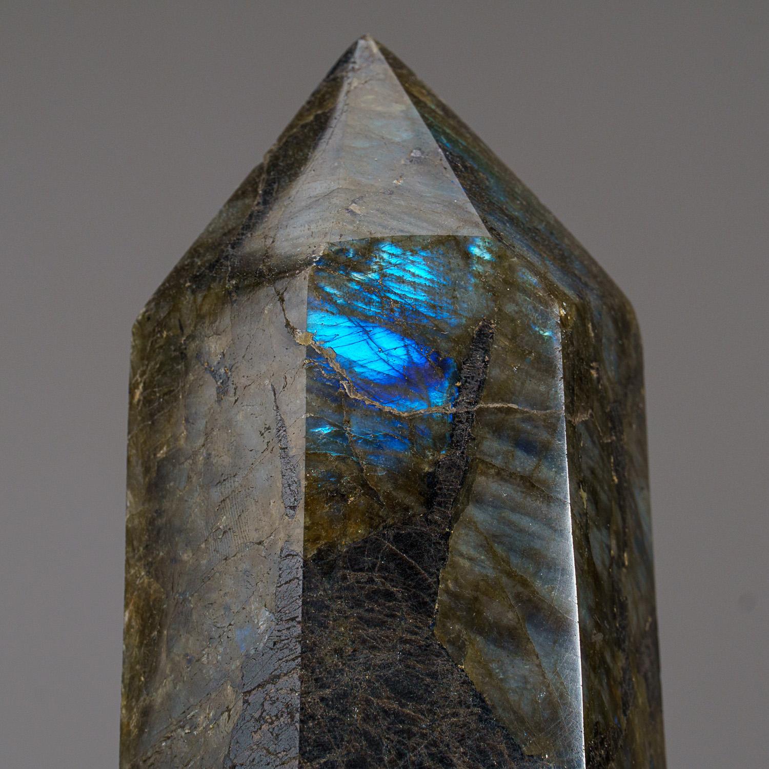 Polished Labradorite Obelisk from Madagascar (4.9 lbs) In New Condition For Sale In New York, NY