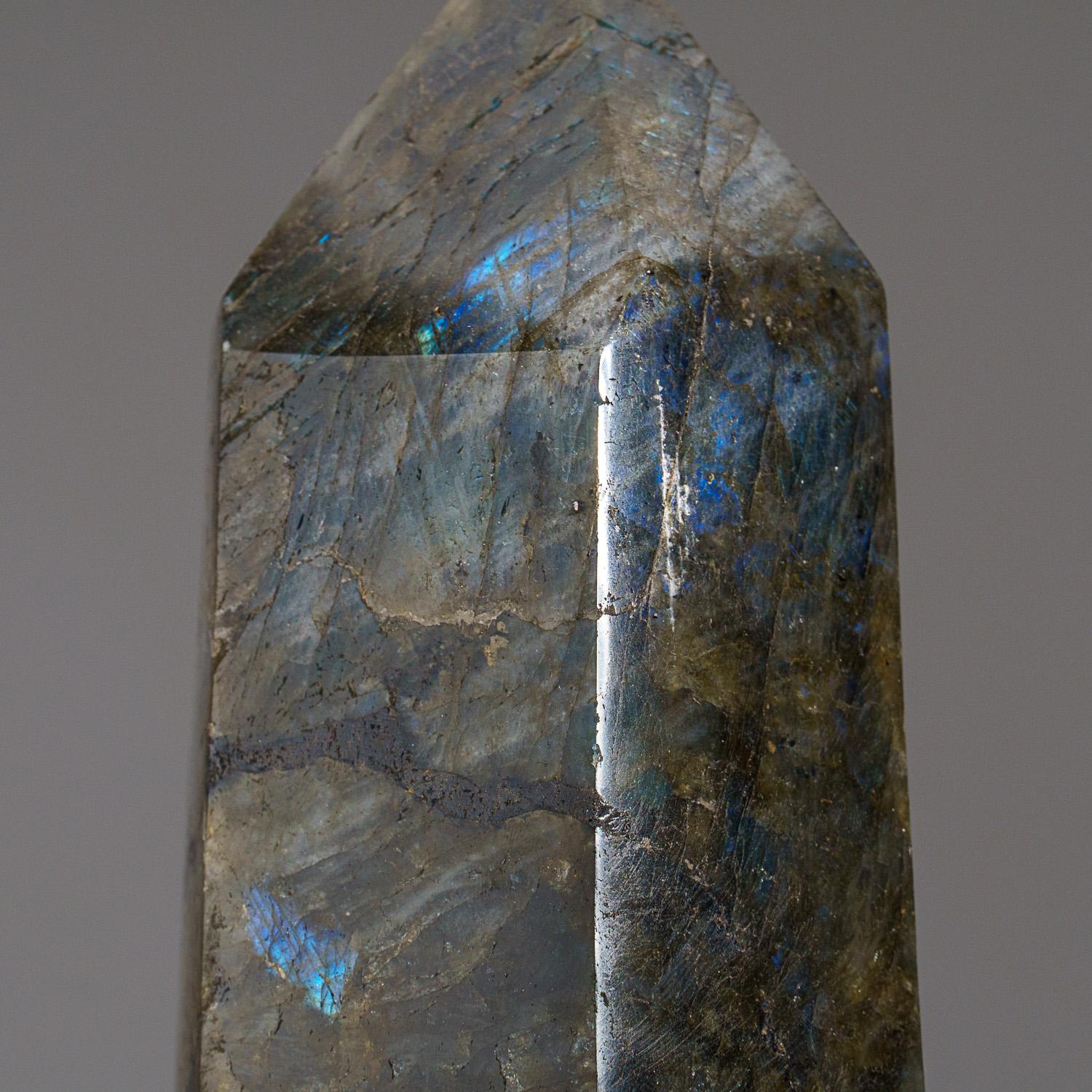 Contemporary Polished Labradorite Obelisk from Madagascar (4.9 lbs) For Sale