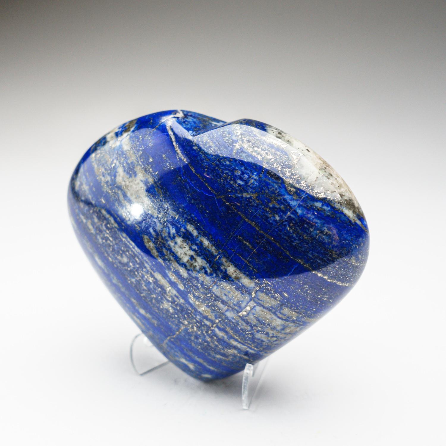 Beautiful, AAA quality hand-polished natural Lapis Lazuli heart from Afghanistan. This specimen has rich, electric-royal blue color enriched with scintillating pyrite microcrystals.

Lapis Lazuli is a powerful crystal for activating the higher