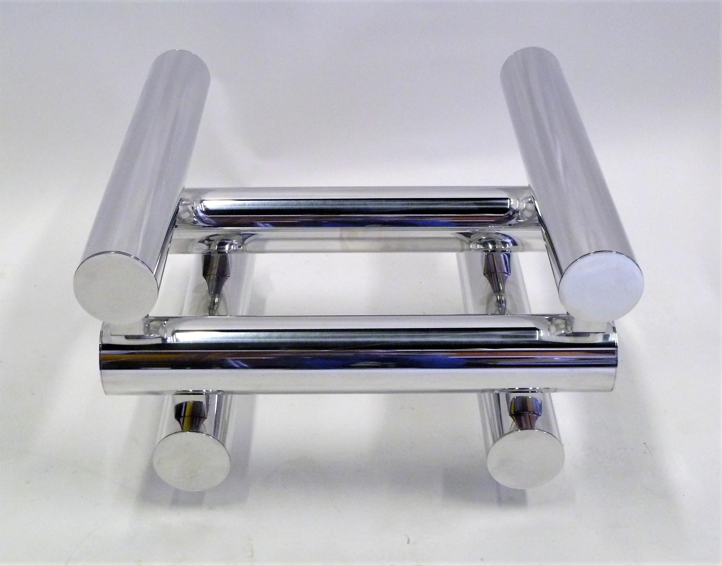 Polished Large Tubular Aluminum Cocktail Side Table in the Style of Paul Mayen 10
