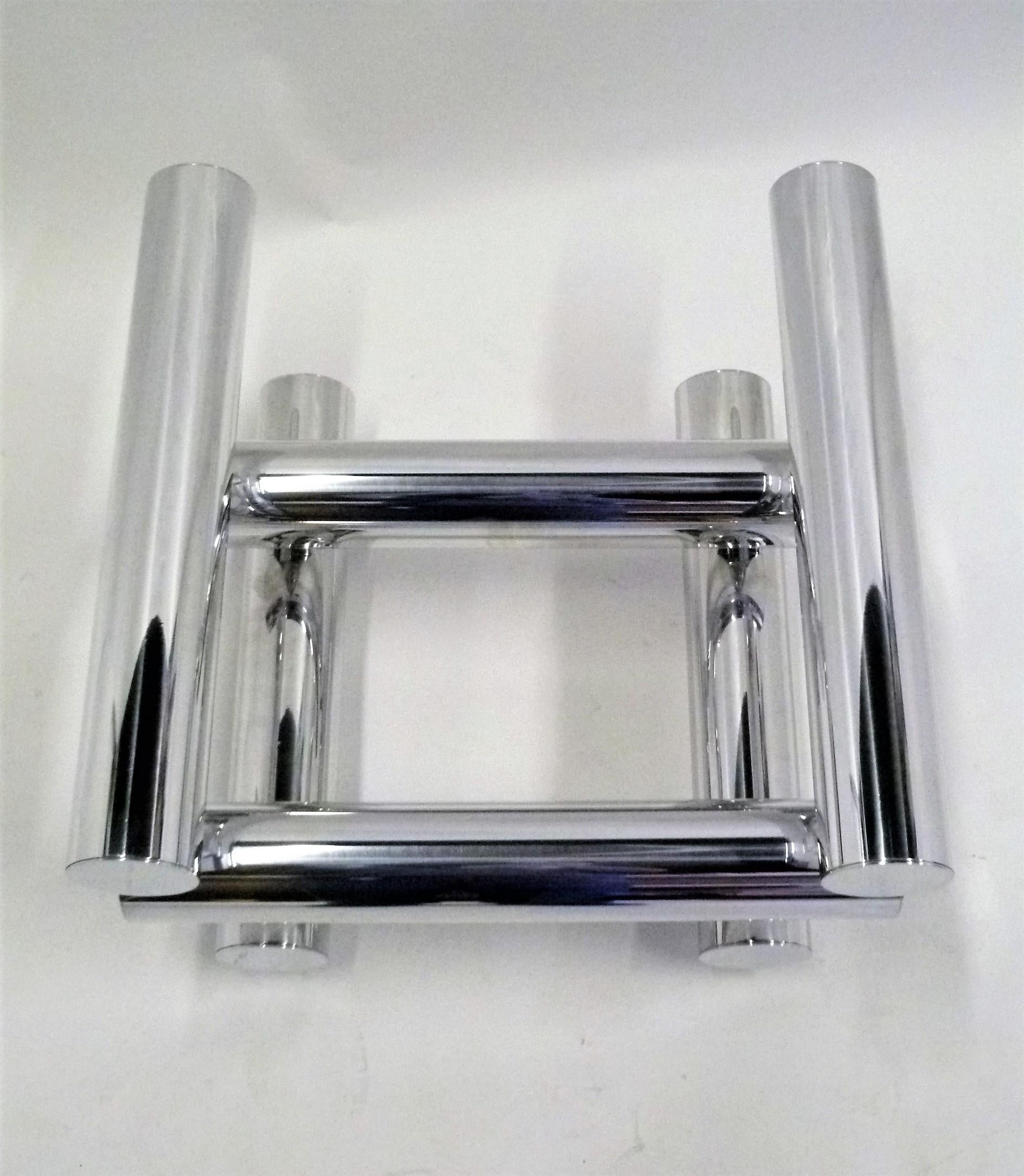 Polished Large Tubular Aluminum Cocktail Side Table in the Style of Paul Mayen 11