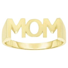 Polierter Buchstabe 14K Gelbgold MOM Ring