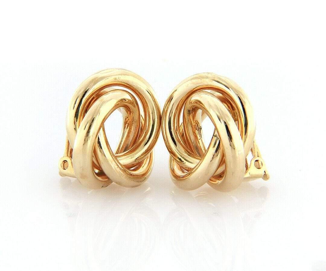 Polished Love Knot Earrings in 14K Yellow Gold For Sale 1