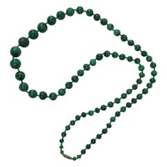 Polished Malachite and Glass Necklace