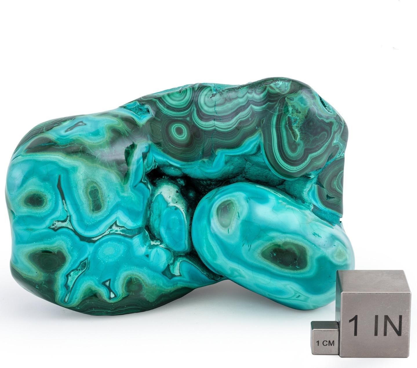 Spécimen naturel de forme libre de malachite polie Chrysocolla en vente 7