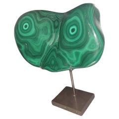 Polished Malachite on custom stand, looking like E.T (1250 grams)