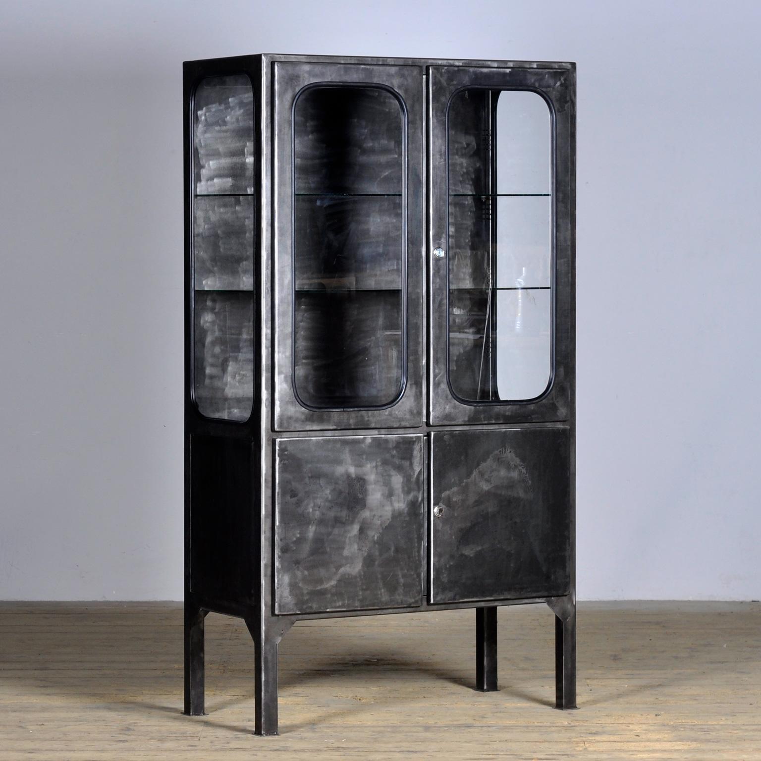 Industrial polished medical cabinet, 1970’s For Sale