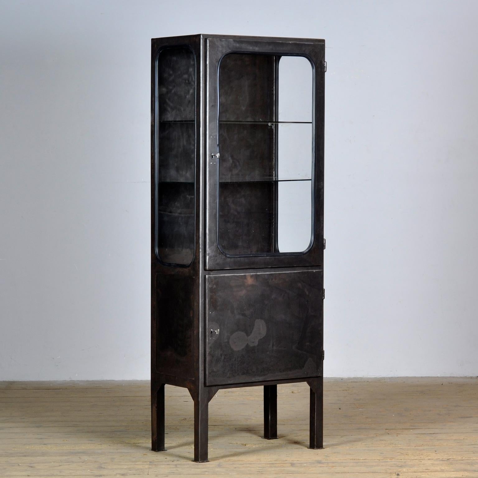 Industrial polished medical cabinet, 1970’s For Sale