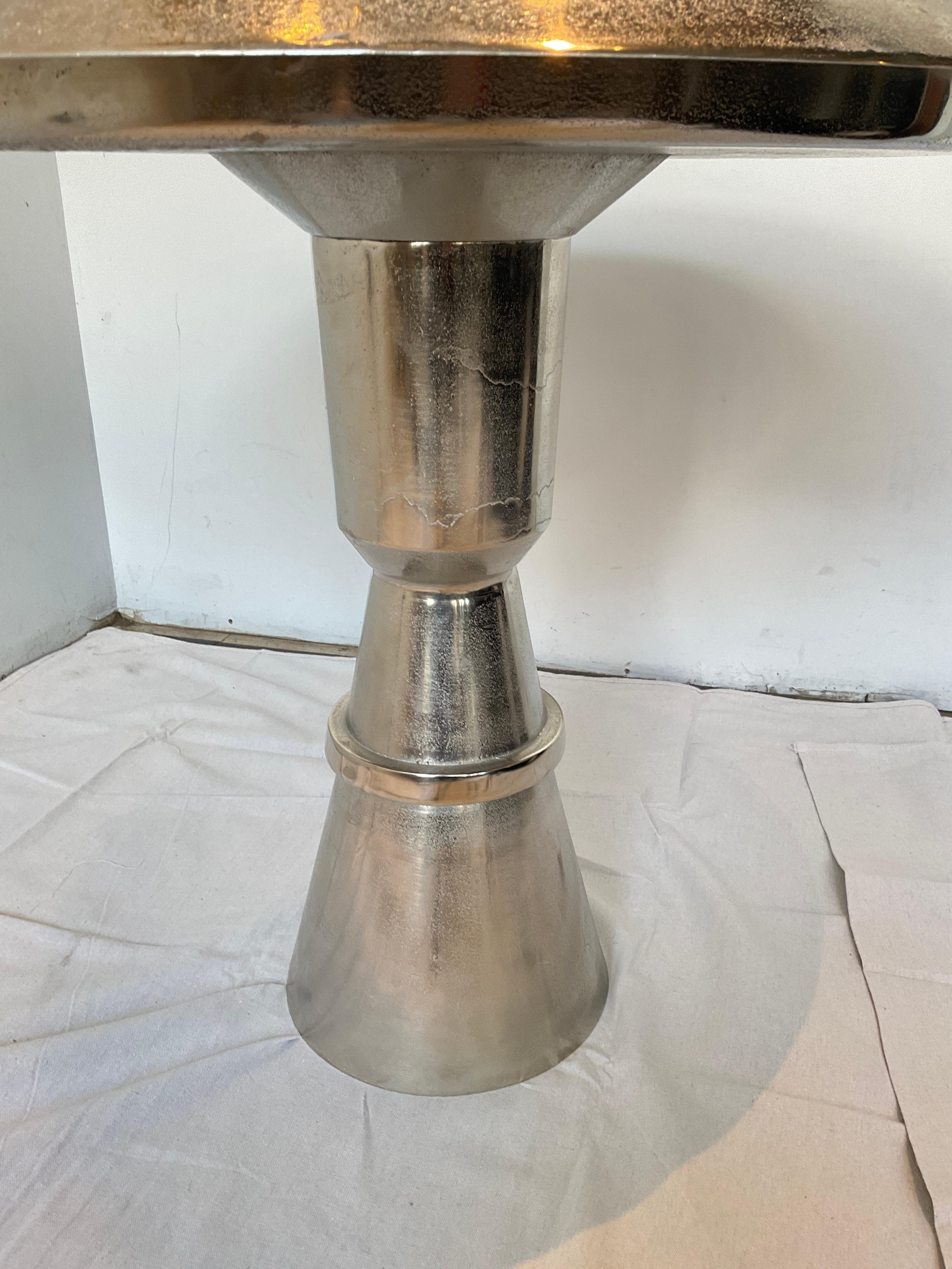 Contemporary Polished Metal Circular Table