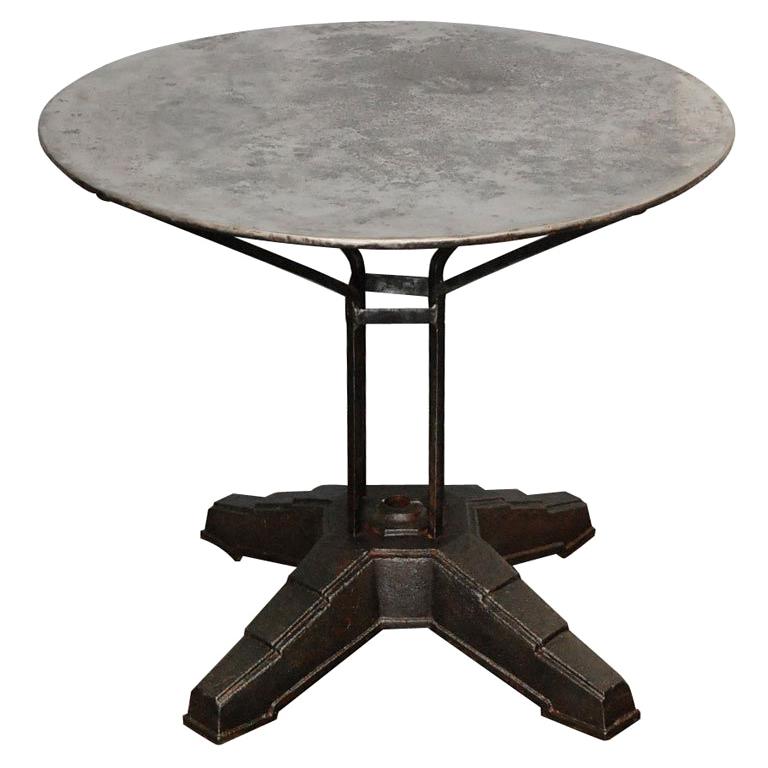 Polished Metal Garden Table For Sale