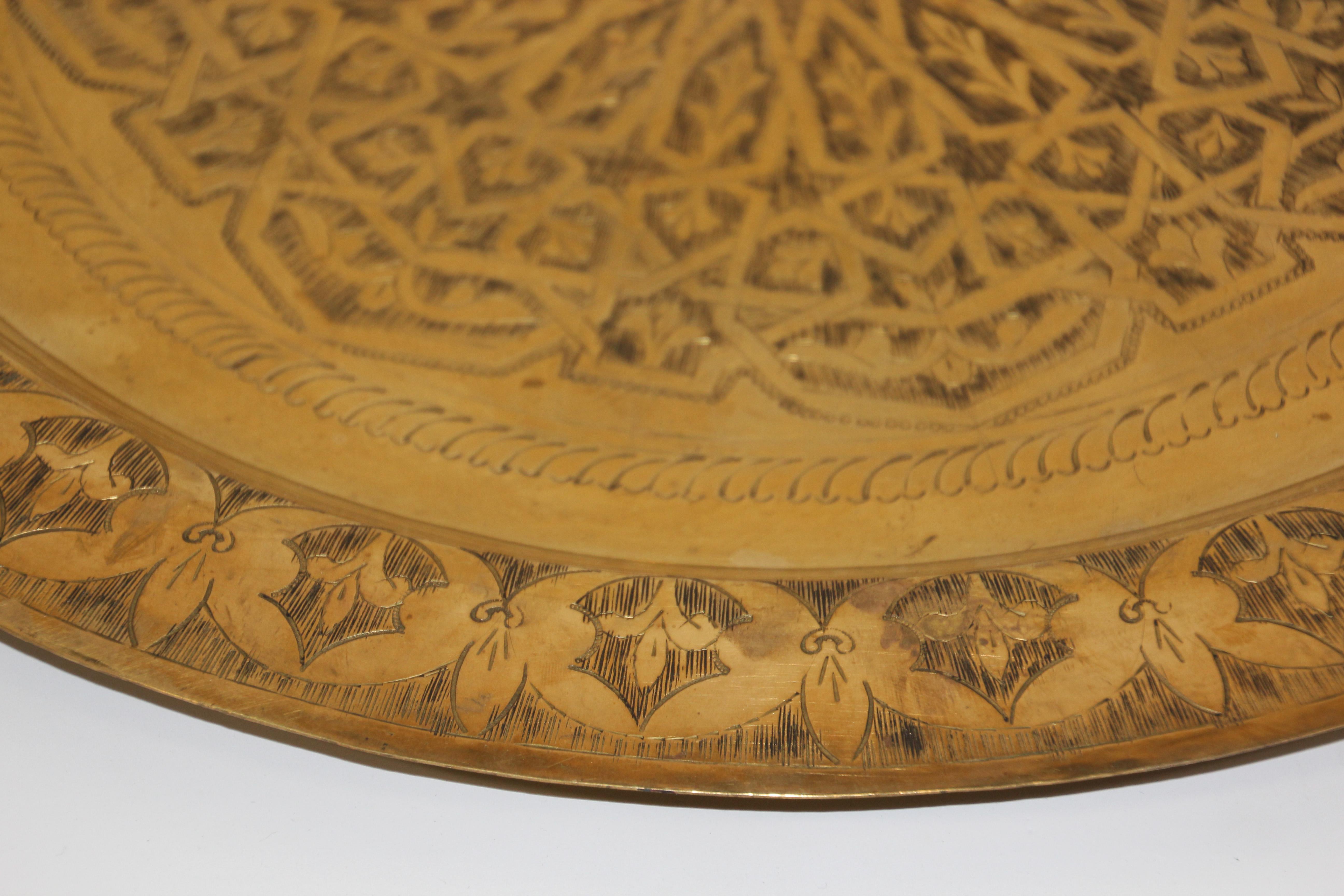 Polished Moroccan Brass Tray Side Table on Spider-Leg 1950 11