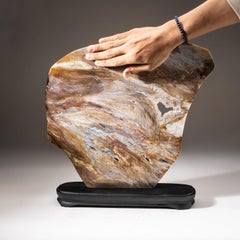 Polished Natural Agate Slice on Wooden Stand '7 Lbs'