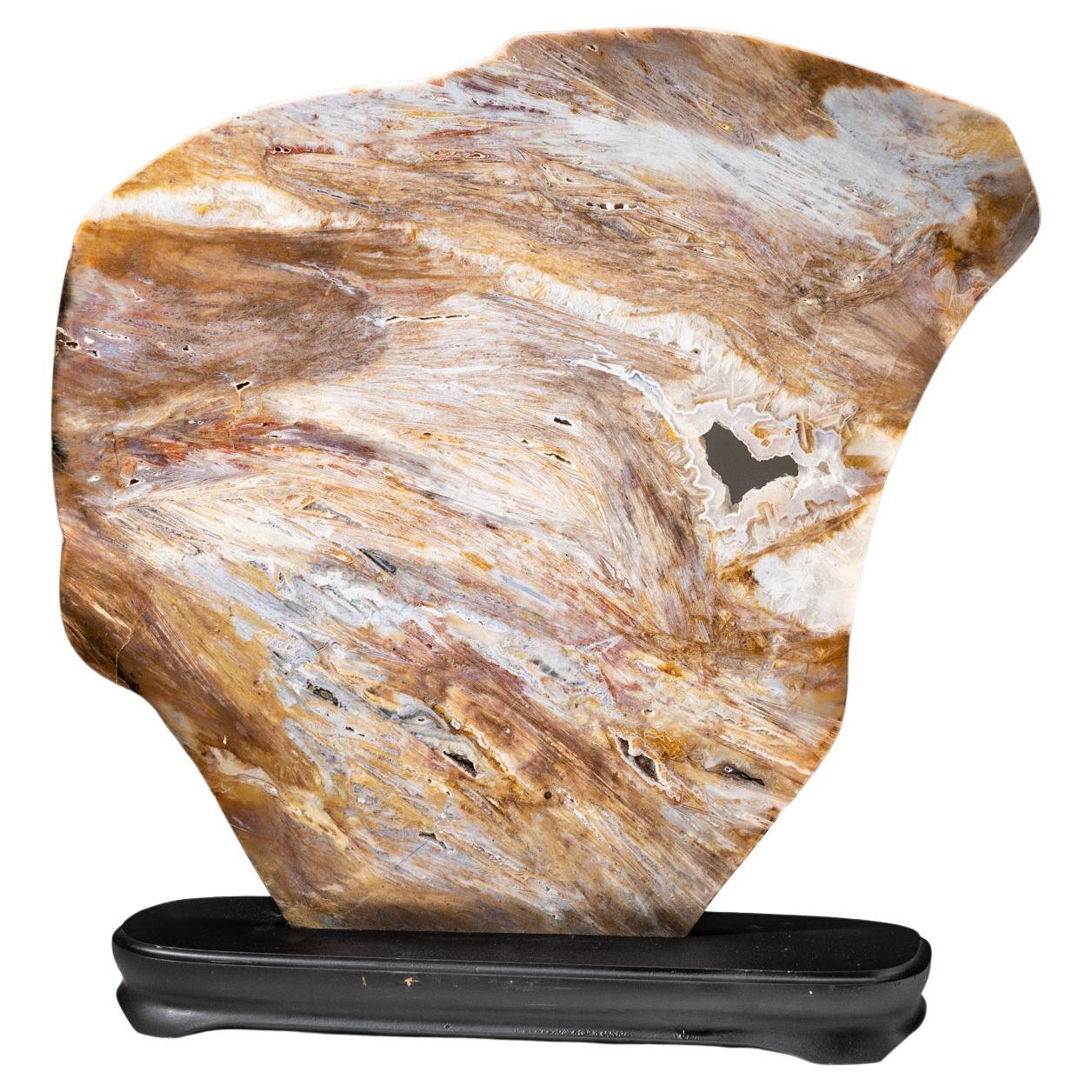 Polished Natural Agate Slice on Wooden Stand '7 Lbs' For Sale