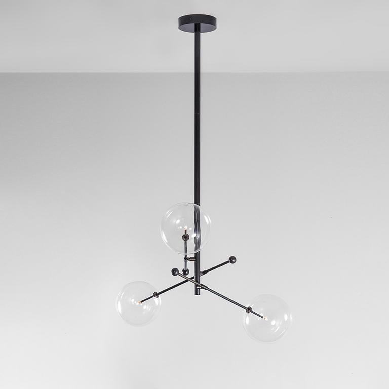 Modern RD15 3 Arms Polished Nickel Chandelier by Schwung