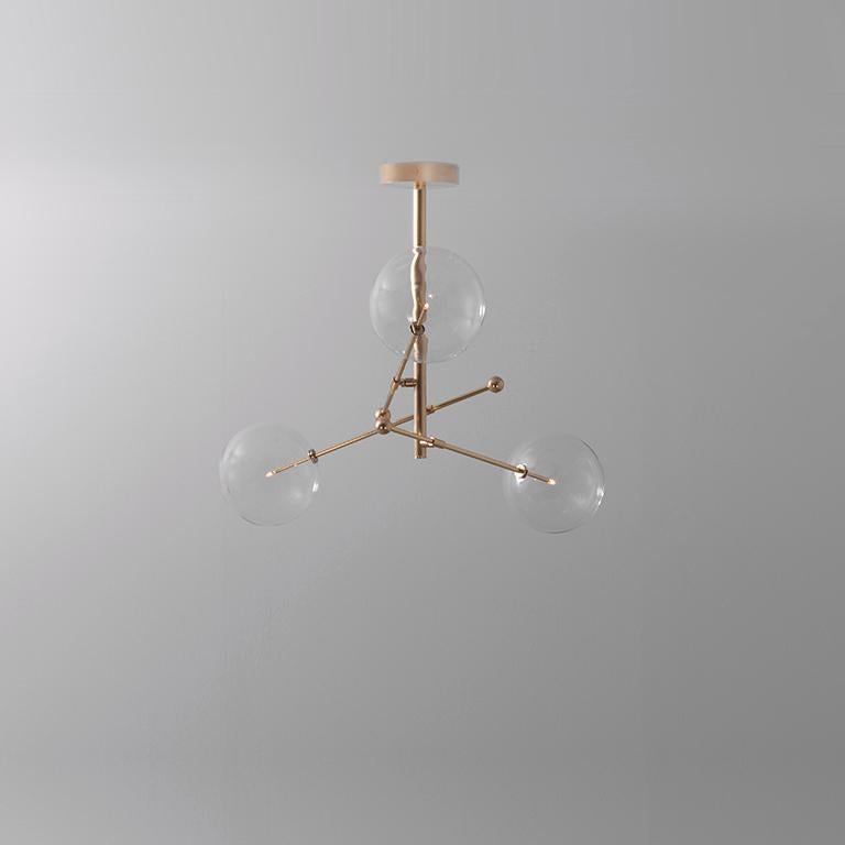 Metal RD15 3 Arms Polished Nickel Chandelier by Schwung