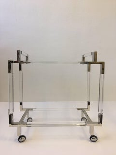 Polished Nickel and Acrylic Bar Cart by Charles Hollis Jones