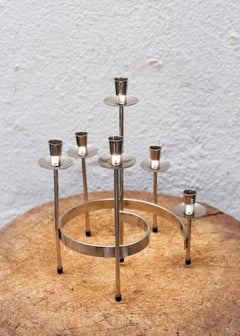 Polished Nickel Candelabra by Gunnar Ander for Ystad-Metall, Sweden, c. 1950