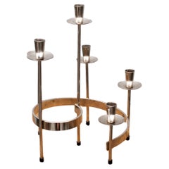 Polished Nickel Candelabra by Gunnar Ander for Ystad-Metall, Sweden, c. 1950
