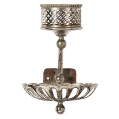 Antique Polished Nickel Cup and Soap Holder, circa 1900