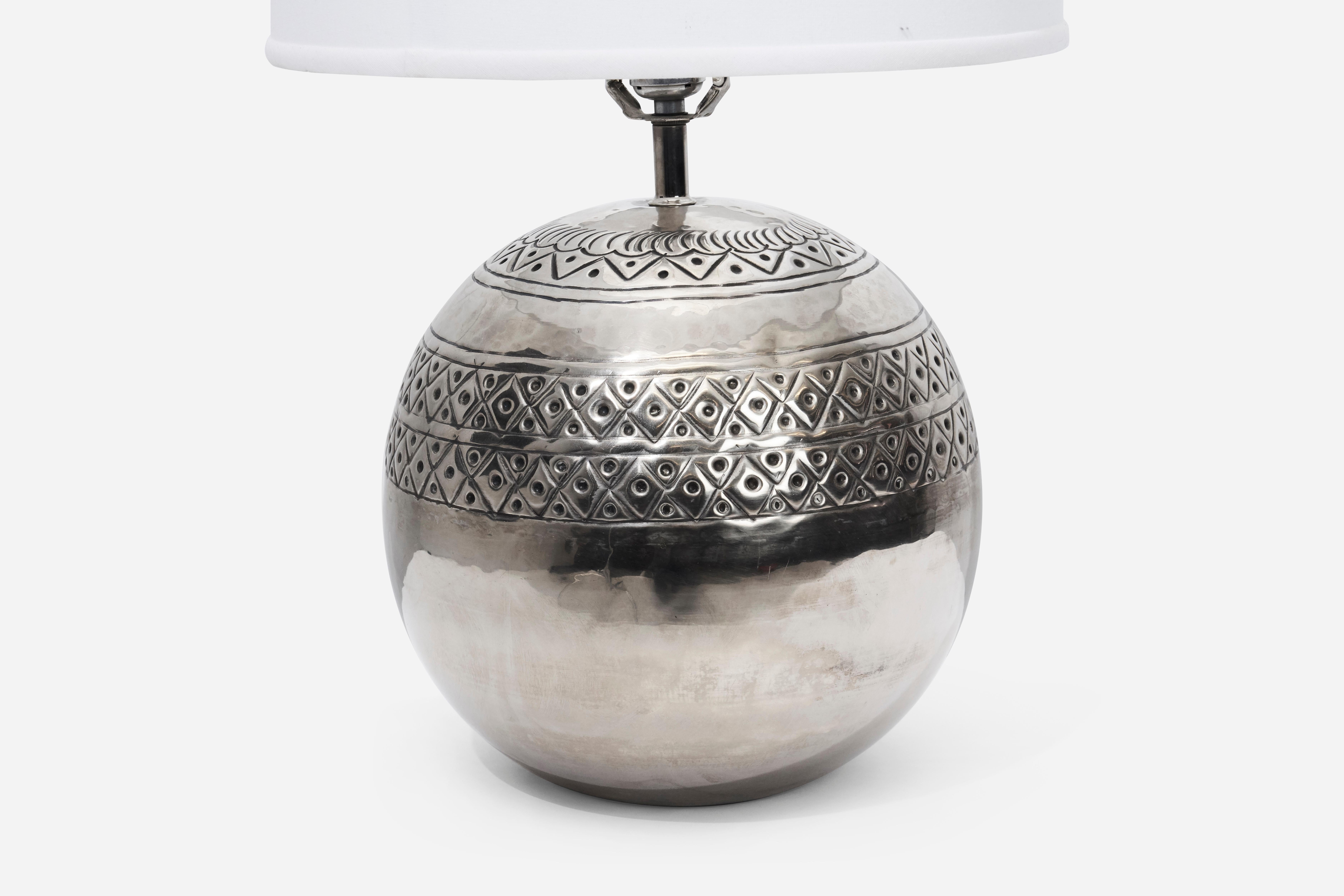 Mid-Century Modern Polished Nickel Lamp by Sarreid Ltd.