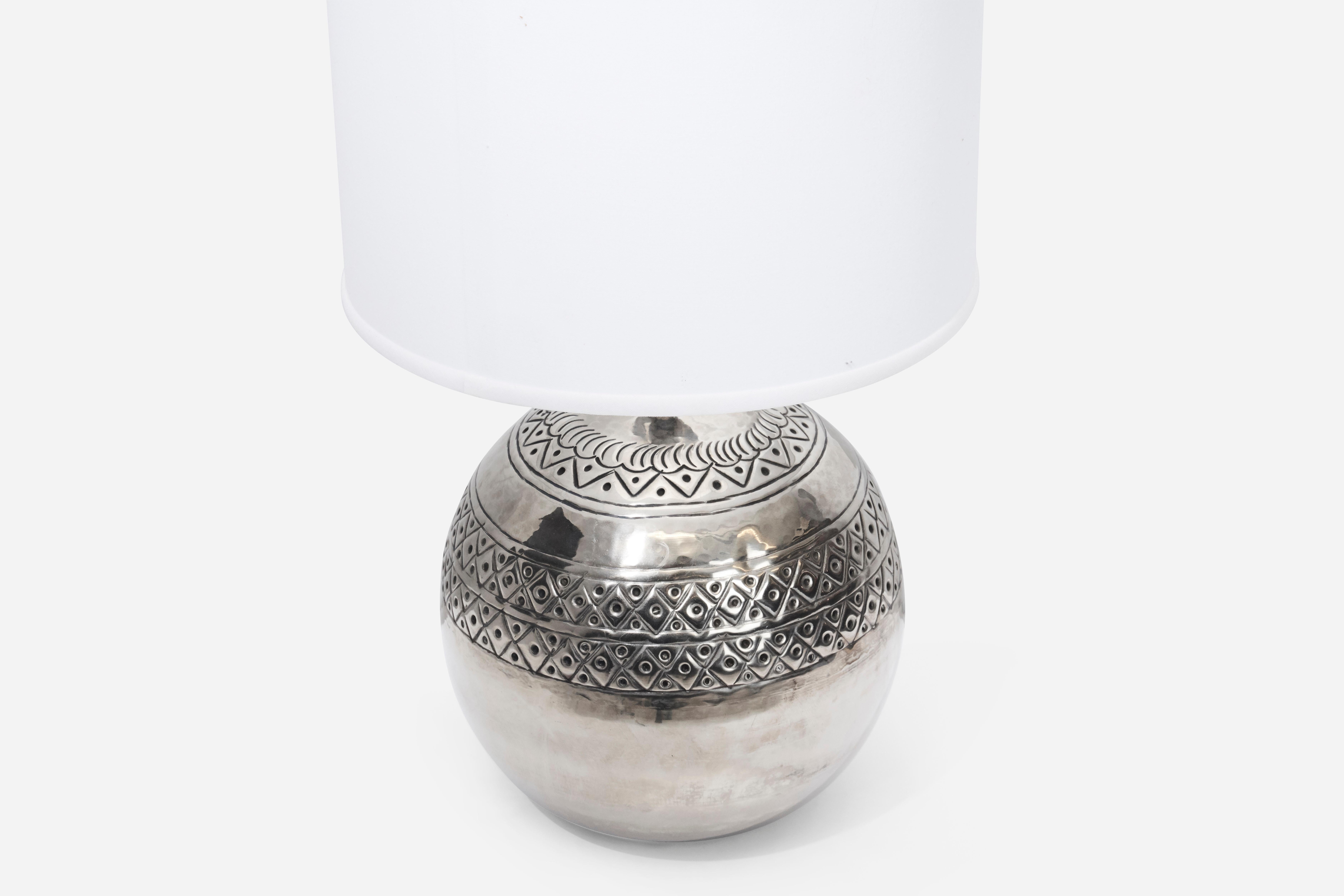 Spanish Polished Nickel Lamp by Sarreid Ltd.