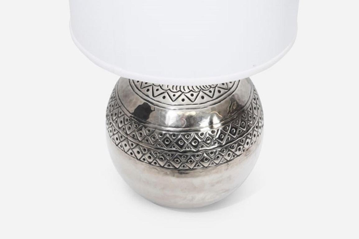 Mid-Century Modern Polished Nickel Lamp by Sarreid Ltd For Sale