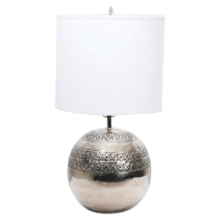 Polished Nickel Lamp by Sarreid Ltd, 1970 For Sale