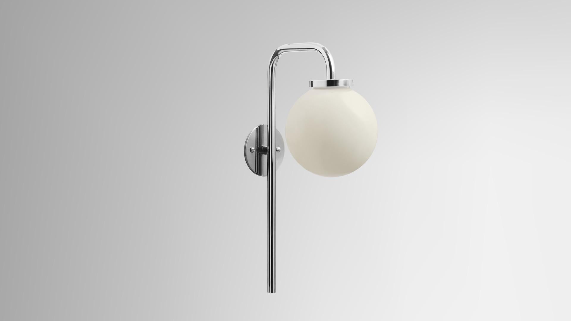 Opal big bulb wall lamp by CTO Lighting
Materials: polished nickel with opal glass shade
Dimensions: 20 x H 36 cm

All our lamps can be wired according to each country. If sold to the USA it will be wired for the USA for instance.

Also available in