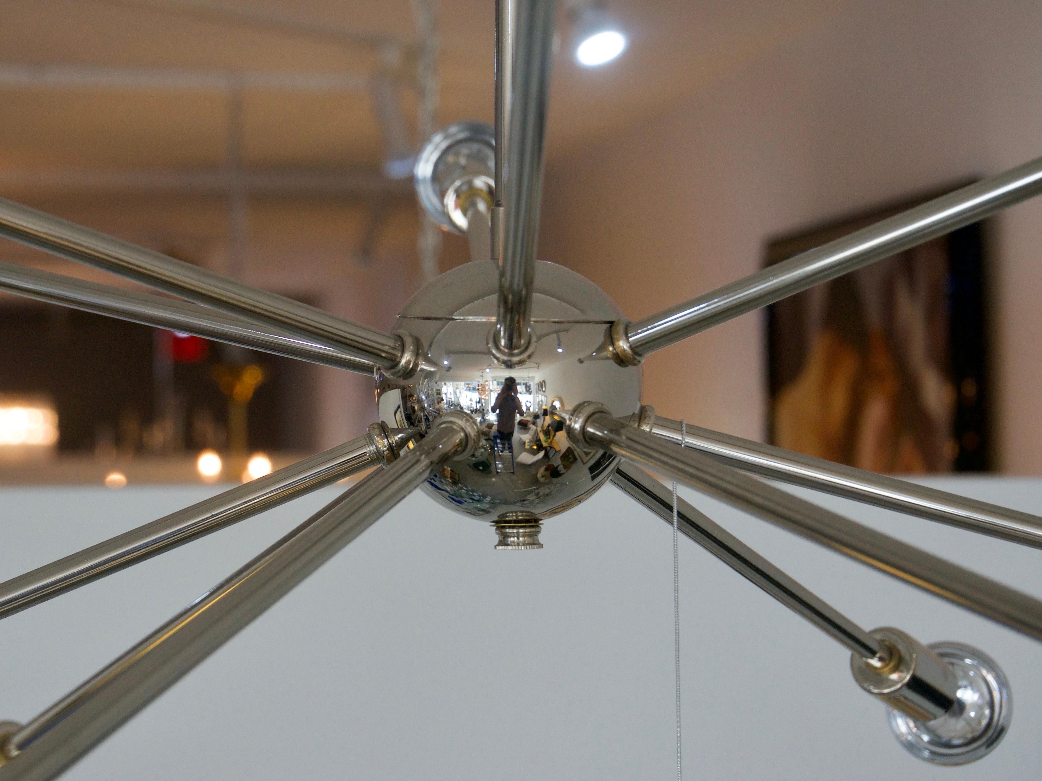 Polished Nickel-Plated Italian Sputnik 12-Light Chandelier 4