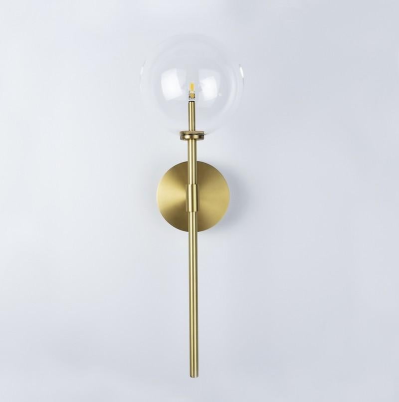Contemporary Dawn Single Polished Nickel Wall Sconce by Schwung