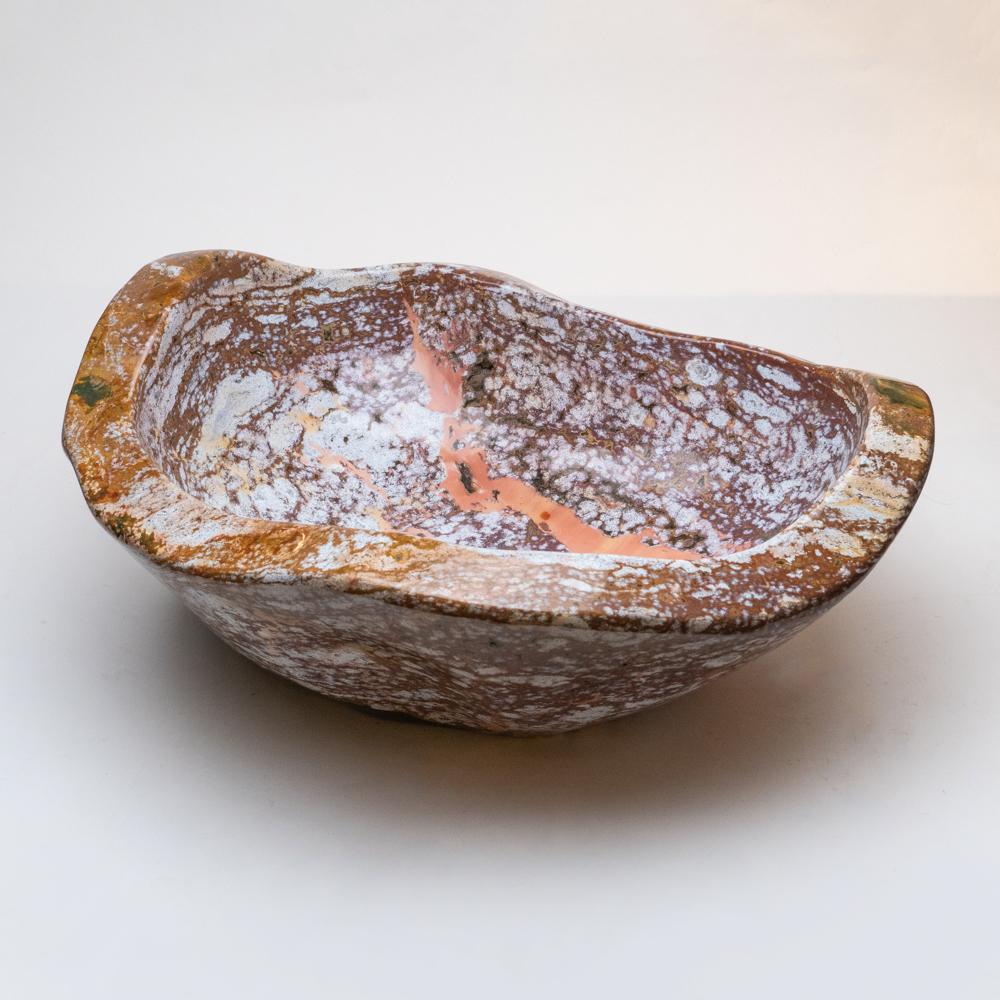 18th Century and Earlier Large Polished Ocean Jasper Bowl (7 Inches Tall, 54.8 lbs.) For Sale