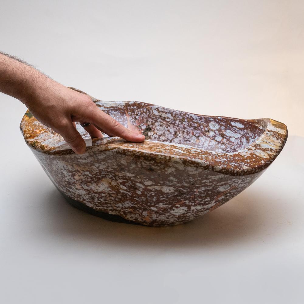Large Polished Ocean Jasper Bowl (7 Inches Tall, 54.8 lbs.) For Sale