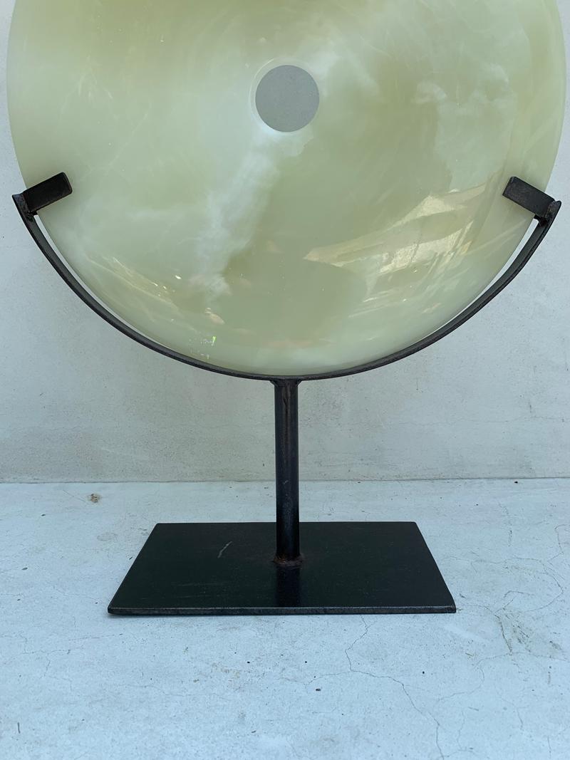 Polished Onyx Sculpture on a Metal Stand In Good Condition In Los Angeles, CA
