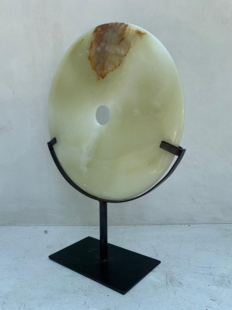 20th Century Polished Onyx Sculpture on a Metal Stand