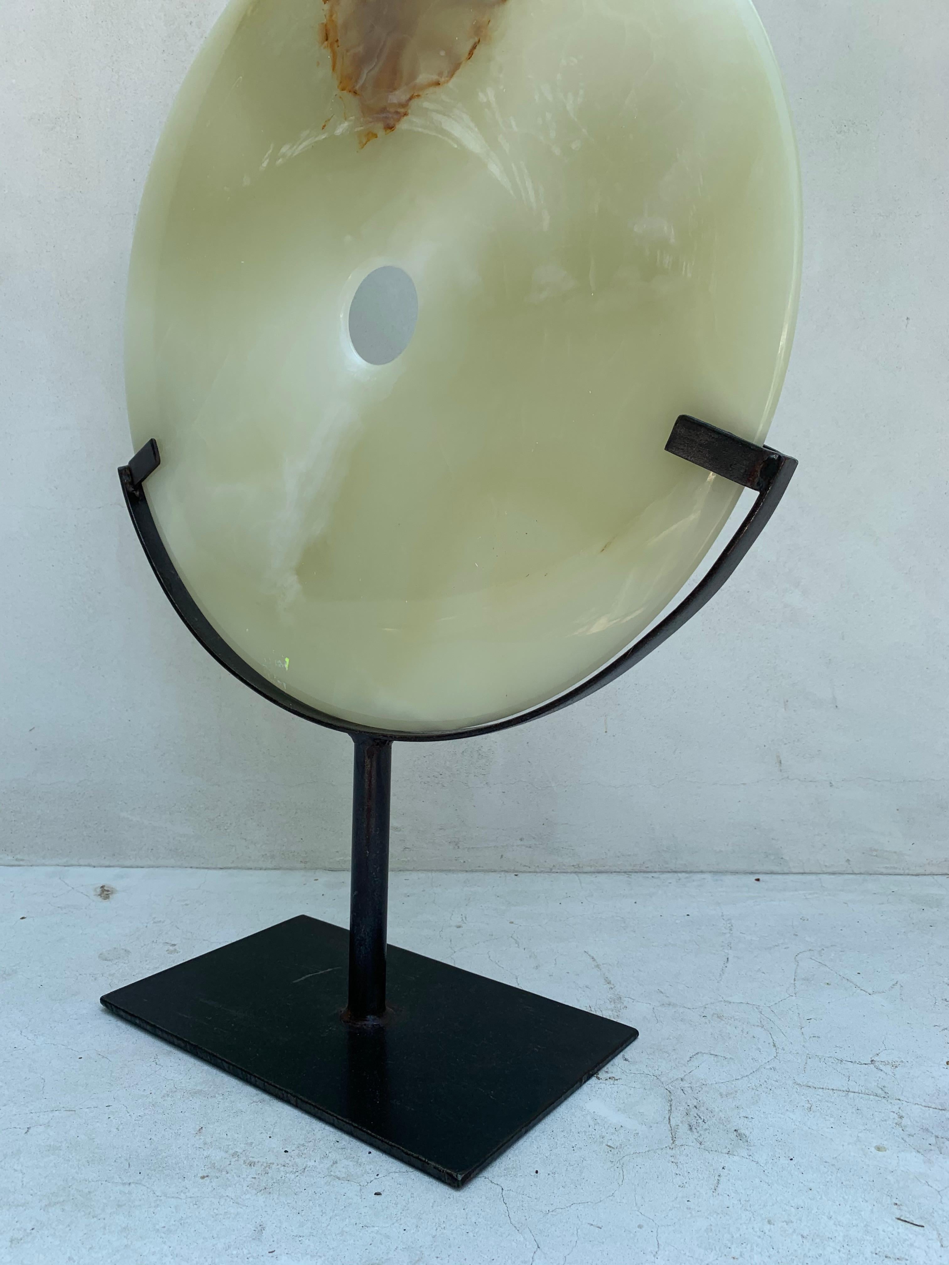 Polished Onyx Sculpture on a Metal Stand 1