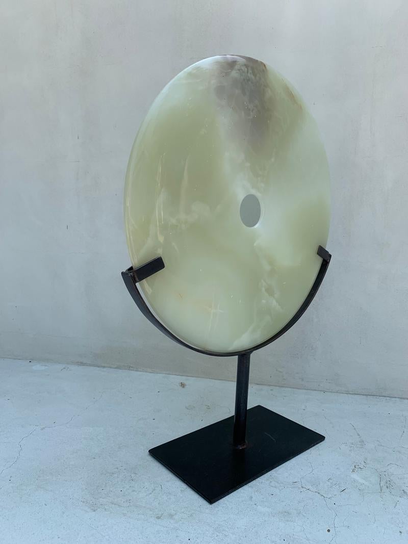 Polished Onyx Sculpture on a Metal Stand 3