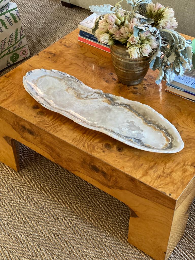 American Polished Onyx Tray with Live Edge Large For Sale
