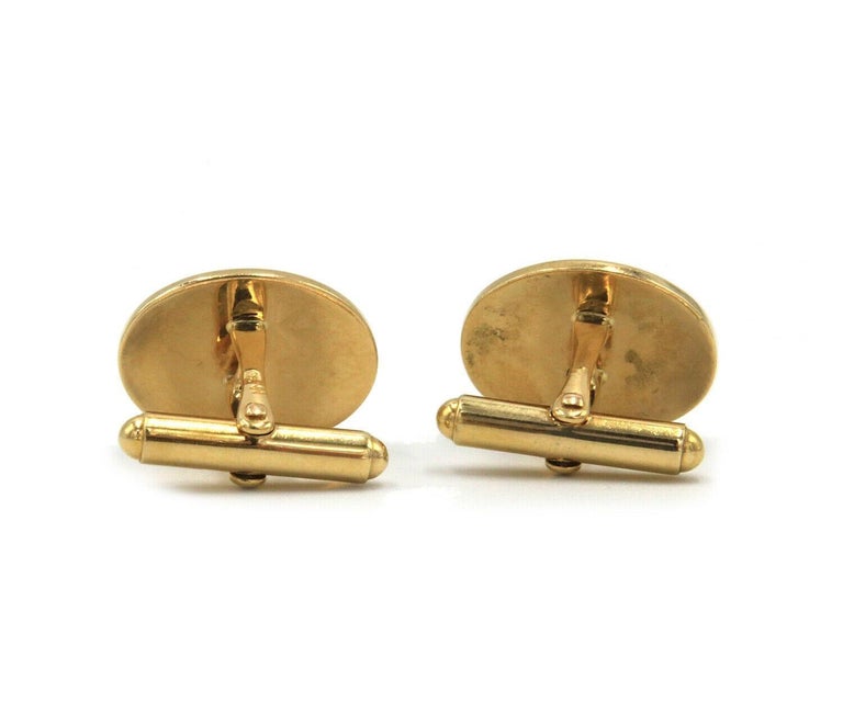 Polished Oval Cufflinks in 14K Yellow Gold In Excellent Condition For Sale In Vienna, VA
