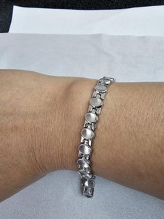 Polished Oval Link Bracelet  14k White Gold