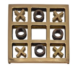 Polished & Patinated Brass Noughts and Crosses (Tic-Tac-Toe) Game by Sarreid