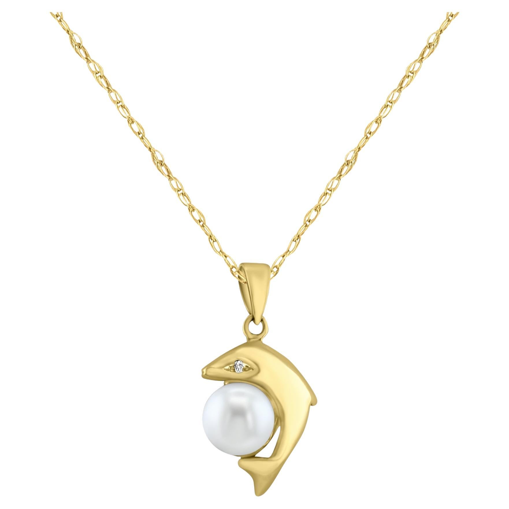 Polished Pearl Dolphin Necklace