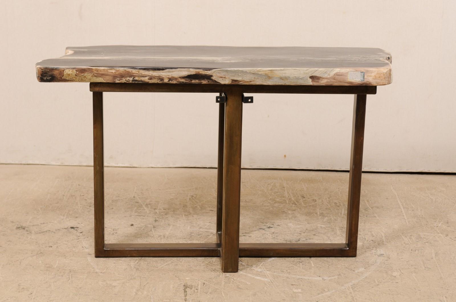 petrified wood console table