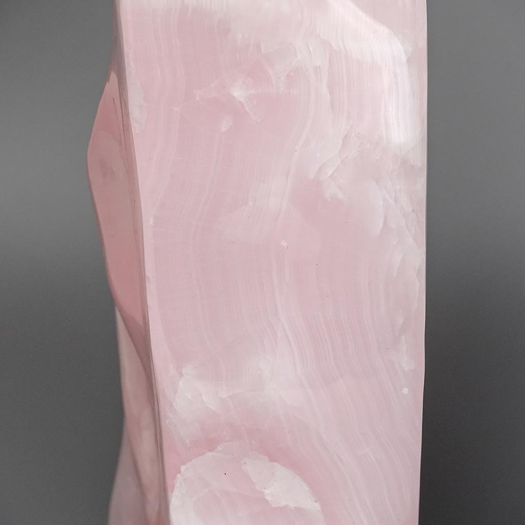 Contemporary Polished Pink Mangano Calcite from Pakistan (18 lbs) For Sale