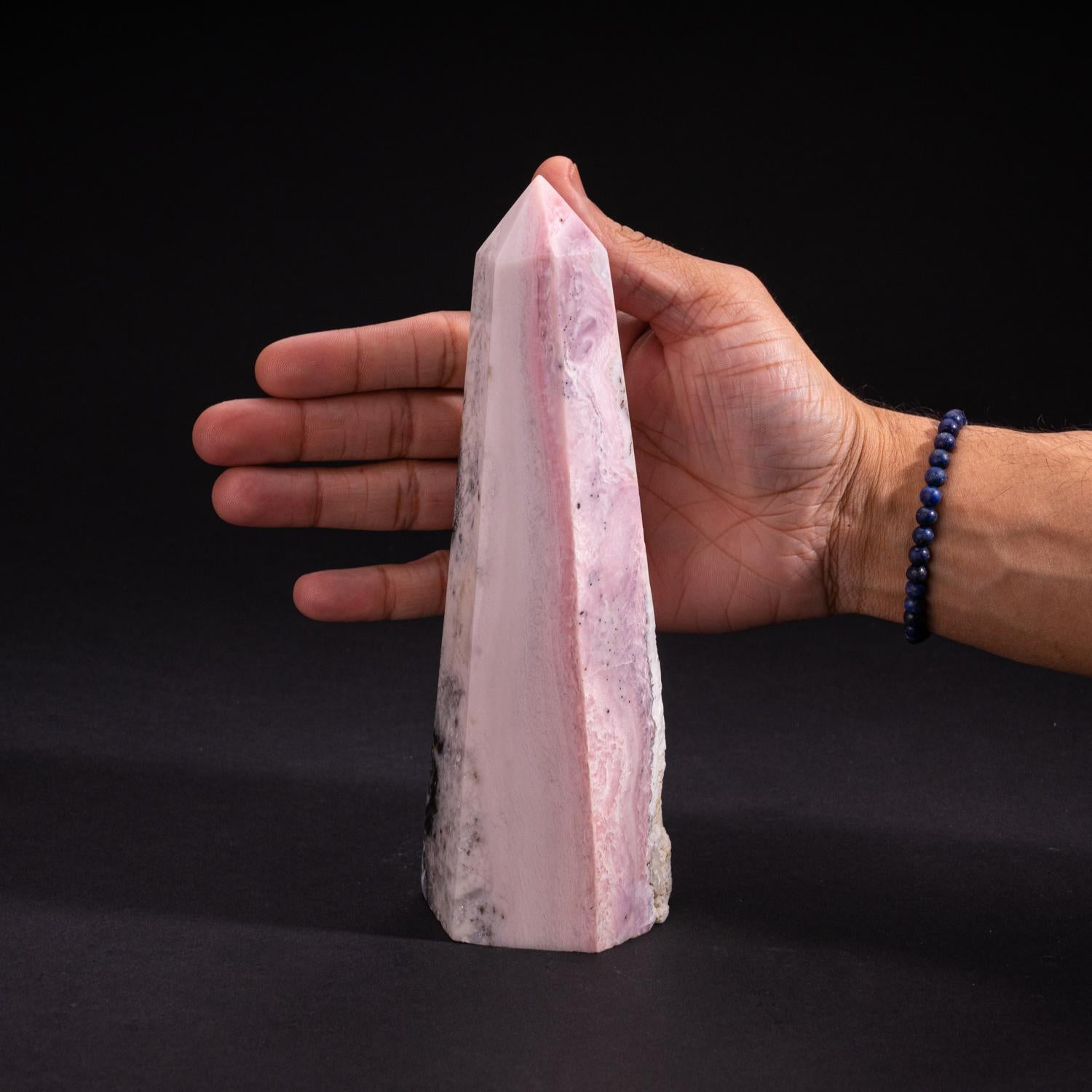 Contemporary Polished Pink Opal Obelisk (4.2 lbs) For Sale