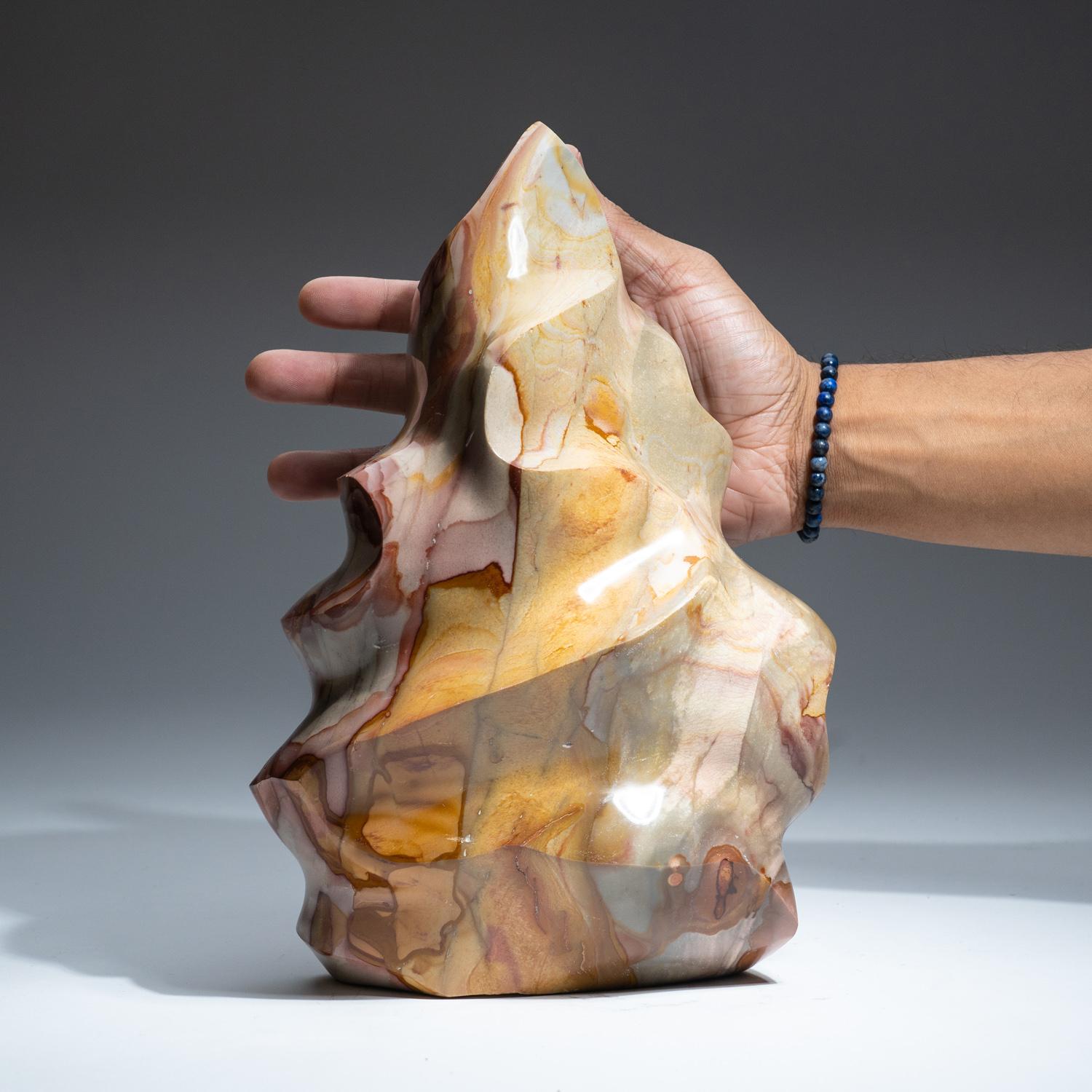 Forma a fiamma in diaspro policromo di qualità AAA, lucidata a mano. Bellissima roccia multicolore che di solito presenta un motivo circolare, a forma di occhio o figurativo.

Il diaspro policromo è un cristallo di esuberanza, energia fisica,