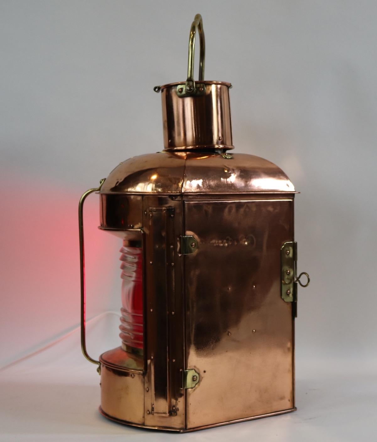 Mid-20th Century Polished Port Ships Lantern For Sale