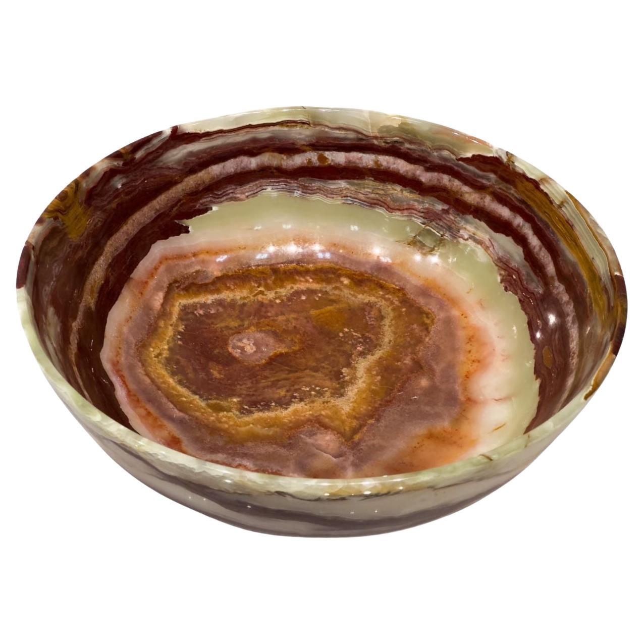 Polished Red Onyx Bowl, 1970 For Sale