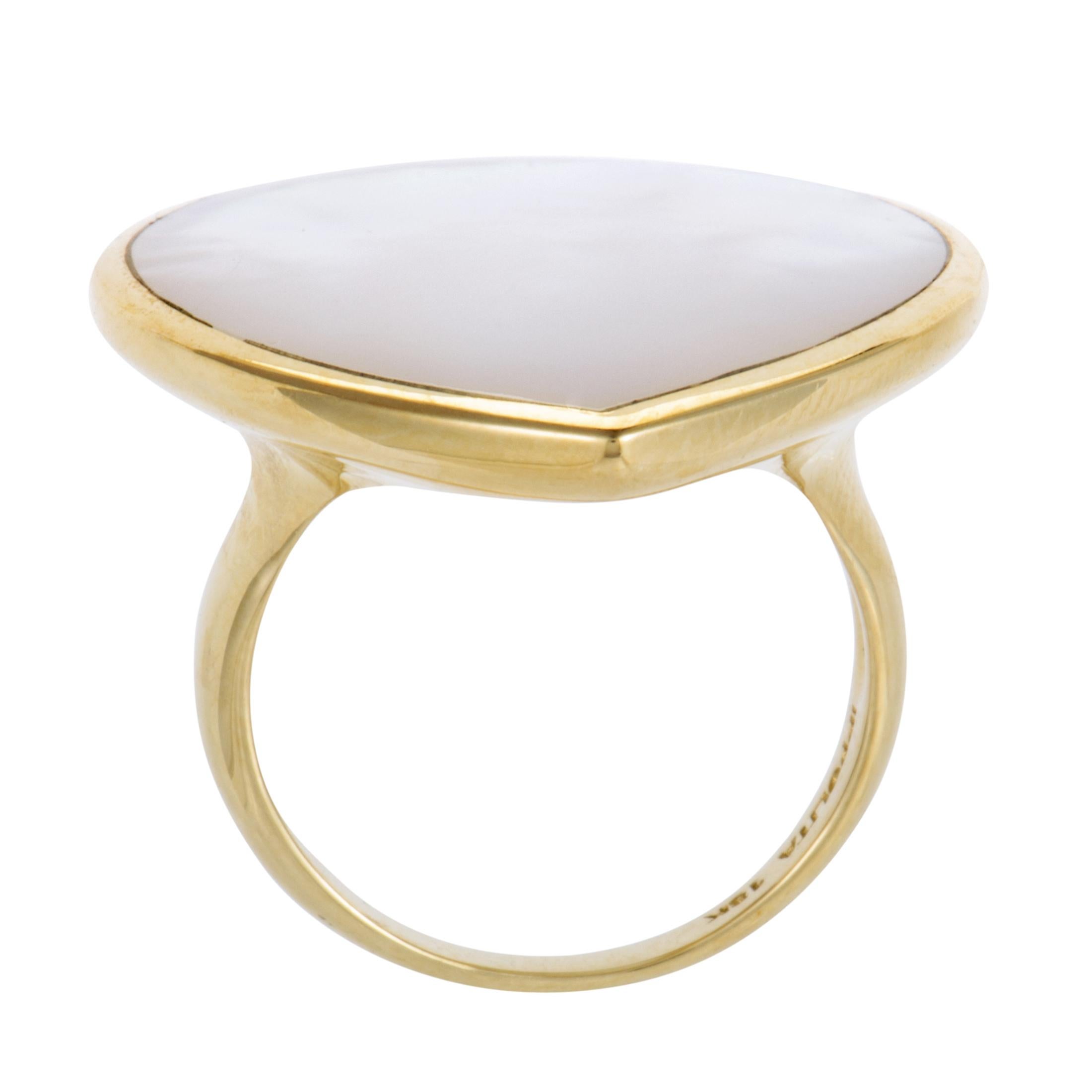 This exceptionally beautiful teardrop ring from Ippolita is an utterly elegant addition to its brilliant “Rock Candy” collection. It gorgeously features the ever-compelling combination of the incredibly resplendent mother-of-pearl and the