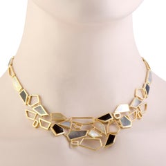 Polished Rock Candy 18 Karat Yellow Gold Multi-Colored Stones Bib Necklace