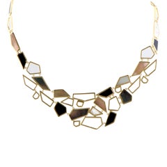 Polished Rock Candy 18 Karat Yellow Gold Multi-Colored Stones Bib Necklace